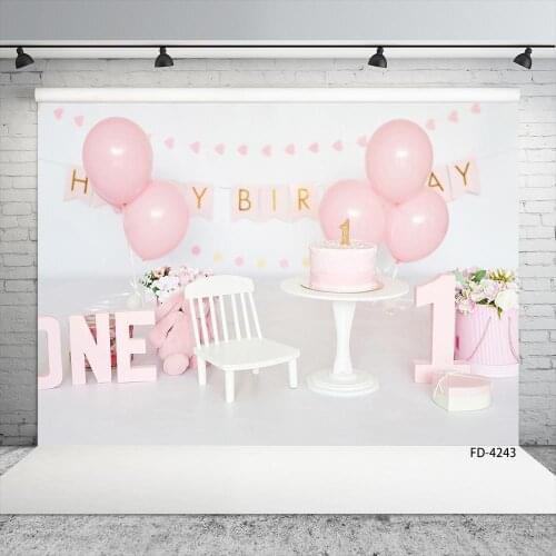 One Pink Cake 1st Birthday Party Balloon Photophone Photography Background Baby Newborn Photography Backdrops For Photo Studio