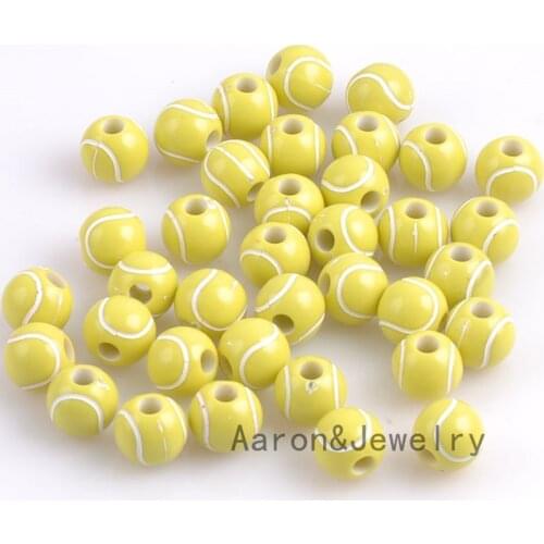 50pcs12mm yellow Color Tennis Acrylic Spacer Ball Round Beads Fit Jewelry Handmade YKL0352X