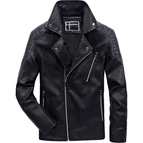 New Mens Leather Jacket Male Coat 6XL Oversized Autumn Winter Fleece PU Casual Motorcycle Jacket Men Brand Clothing AF1782