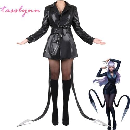 LOL Games League of Legends Evelynn Cosplay KDA Evelynn Cosplay Costumes Sexy Leather Trench Coat Baddest Gift for Women