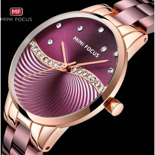 MINI FOCUS Top Brand Luxury Elegant Casual Women Watch Quartz Clock Diamond Decoration Stainless Steel Strap Ladies Wristwatches