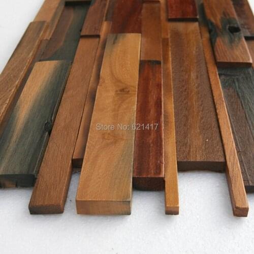 Natural ship wood 3d ancient old boat wooden mosaic tiles wall decoration materials HMWM1020 for backsplash kitchen wall