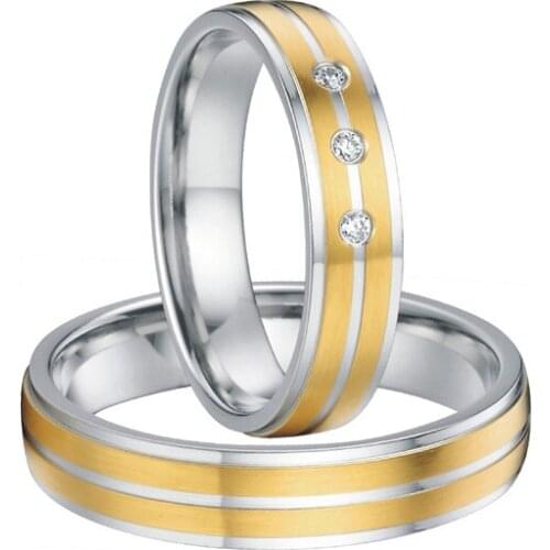 Custom his and hers titanium steel wedding bands forever love promise rings sets for couples gold colour alliances anel