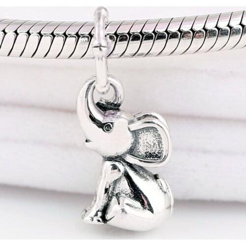 Original Cute Elephant With Heart Icon Pendant Beads Fit 925 Sterling Silver Animal Charm Bracelet Bangle Diy Jewelry