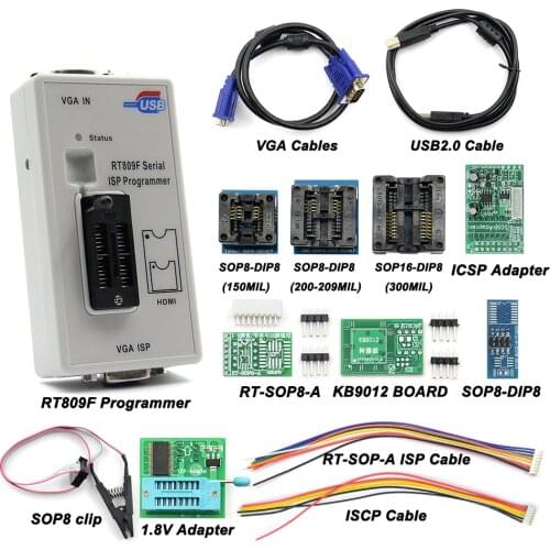 ATDIAG RT809F ISP Programmer/ RT809 lcd usb programmer Repair Tools 24-25-93 serise IC with 11 adapters +EDID Cable best Quality