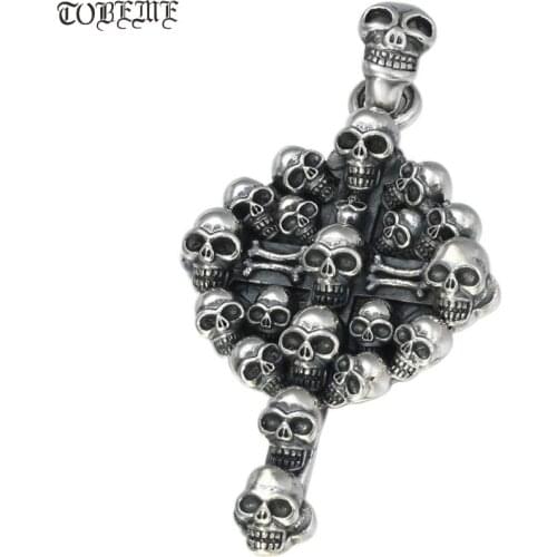 100% 925 Silver Skull Pendant Sterling Skeleton Pendant PUNK Jewelry Hiphop Man Pendant