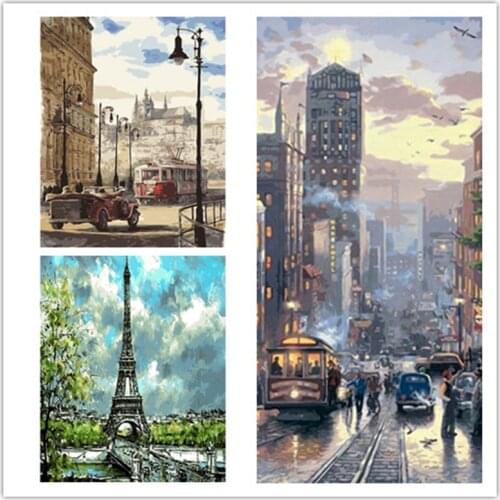 Frame Painting By Numbers Kits Abstract city Landscape Modern Drawing Coloring By Numbers Acrylic Paint For Home Decor