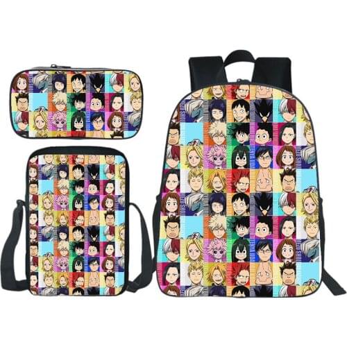 Japan Anime My Hero Academia Backpacks Teen School Bags Boy Girl Bookbag Students Cosplay Anime Cartoon Pencil Case Shoulder Bag