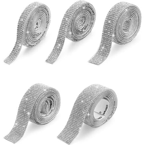 1Yard Self-Adhesive Crystal Rhinestone Diamond Ribbon Iron On Appliques DIY Decoration Sticke For Dress Shoe Event Car Adornment