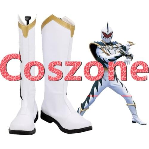 Bakuryuu Sentai Abaranger White Cosplay Shoes Boots Halloween Carnival Cosplay Costume Accessories