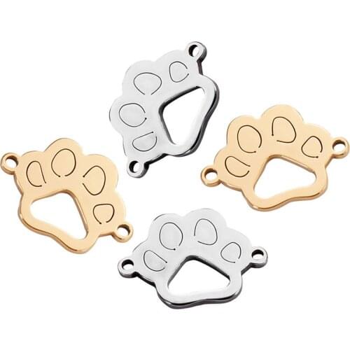 10pcs/lot Stainless Steel Charm Connection for Diy Jewelry Making Bear Dog Pet Paw Charms Jewelry Findings Making Accessories