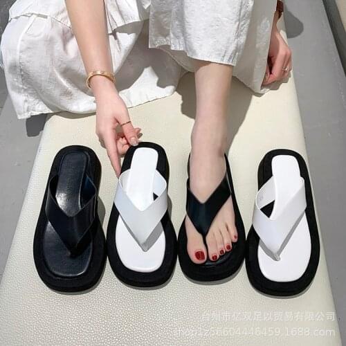 Black/white Mixed Color Thick Bottom Flip Flops Women Famous Designer Clip Toe Slippers Ladis Platform Slides Mujer