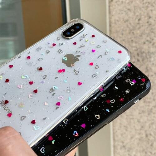 Silicone Case for HUAWEI P20 P30 Lite Pro Thin Glitter Heart Cover For HUAWEI Nova 6 se 6SE 5 5i Pro 3 3i