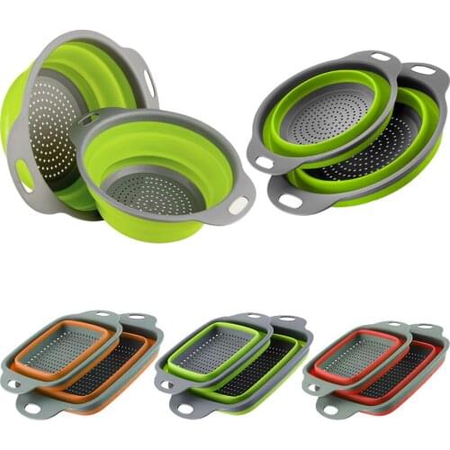 Collapsible Colander Kitchen Drainer Basket Fruit Vegetable Washing Drainer with Handle Foldable Kicthen Storage Basket