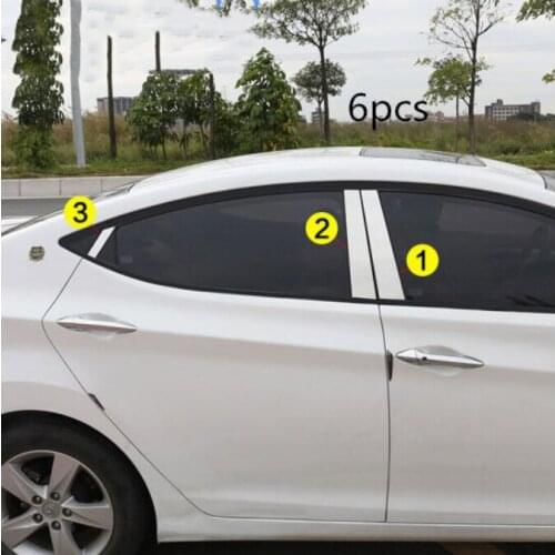 Car styling sticker stainless steel trim glass window garnish pillar middle column hood parts For Hyundai Elantra 2012 -2015