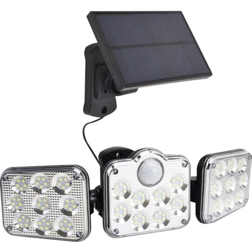 LED Solar Light Outdoor 3 Head Motion Sensor Illumination Wall Lamp Solar Panel Wall Lamp Decorative Light for Garden