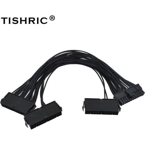 TISHRIC 10PCS Power Supply Synchronizer ATX 20+4 24Pin Power Supply Cord Three Dual PSU Cable Extension Adapter For Miner Mining