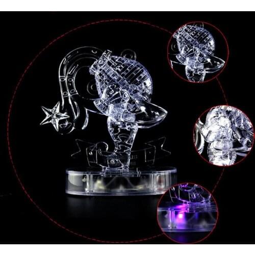 Aquarius Constellations Horoscope Jigsaw 3D Crystal Puzzles With Flashing Light DIY Develop Intelligence Children Toys