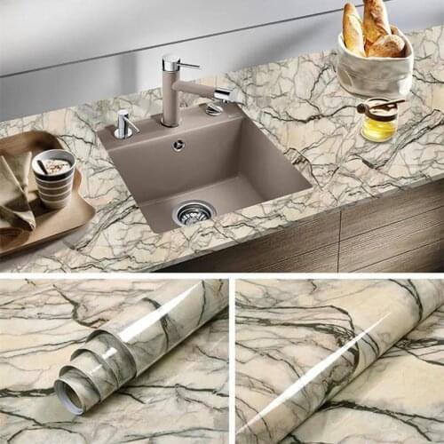 1M/3M Marble Wall Stickers Kitchen Oil-Proof Vinyl Cabinets Bathroom Home Wallpaper Waterproof And Moisture-Proof Wallpapes Home