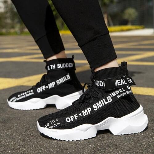 High Base Massive Sneakers Socks Men Sports Shoes for Men Sport Shoes Men Sneakers 2021 Mens Running Trainers Black Knit E-993