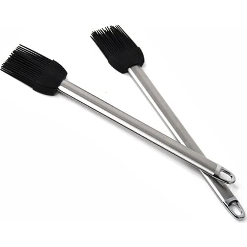High temperature resistant silicone baking brush stainless steel handle oil brush high quality baking oil brush
