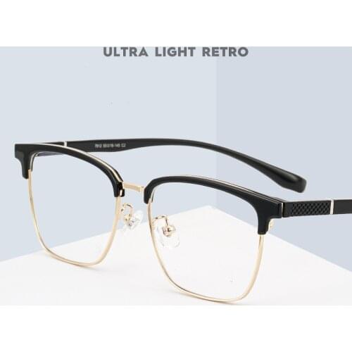 Mens Retro Large Square Frame Glasses Frame Myopia Glasses Metal Full Frame Optical Prescription Glasses Frame 7912