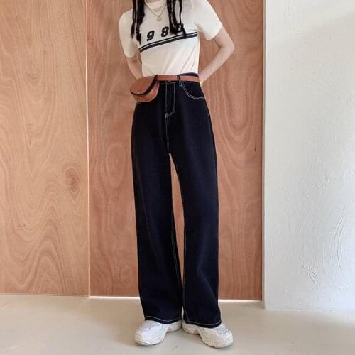 Woman Jeans High Waist Clothes Wide Leg Denim Clothing Blue Streetwear Vintage Quality 2020 Fashion Harajuku Straight Pants
