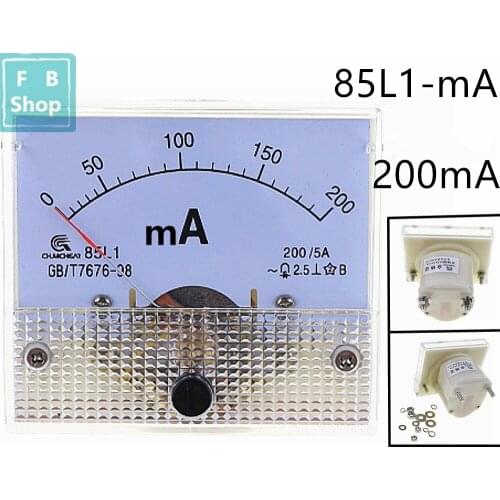 1PCS AC 85L1-mA 200mA White Plastic Shell Analog Panel AMP Meter 85L1 Ammeter