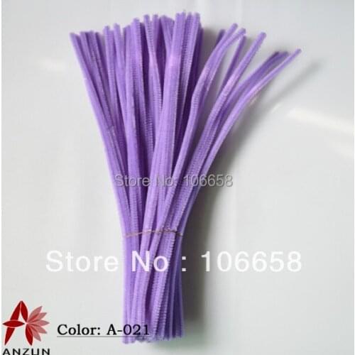 100pcs 300mm x 6mm Chenille Stems Pipe Twisting rod Children Handmade Education Light Purple