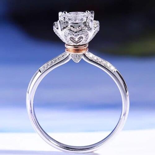 10K Au417 White Gold Ring Women Wedding Party Engagement Ring 1 2 3 4 5 Carat Flower Heart Round Moissanite Diamond Ring Trendy