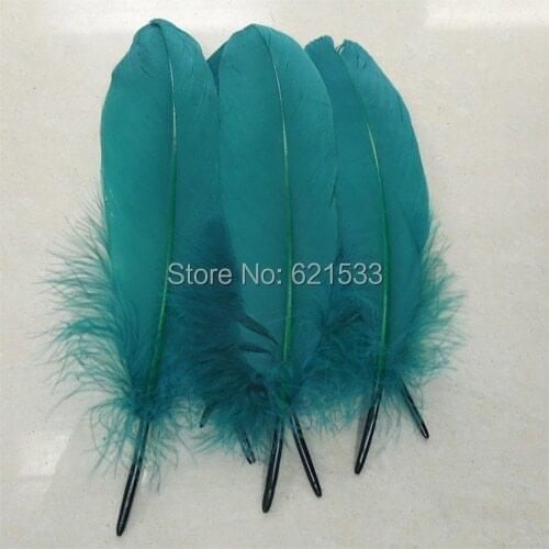 200pcs/lot Peacock Blue/Teal blue Goose Satinettes Feathers, Loose Goose feathers,15-20cm,craft feathers for masks