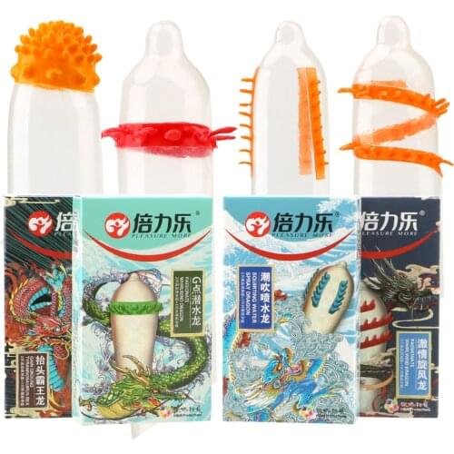 3Pcs Thorny Spikes Condoms Natural Latex Sleeve Penis Enlargement Extender Sex Toys for Men Delay Ejaculation Erotic Products