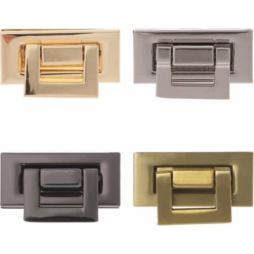 THINKTHENDO 4 Color Rectangle Shape Clasp Turn Lock Twist Lock DIY Leather Handbag Bag Hardware