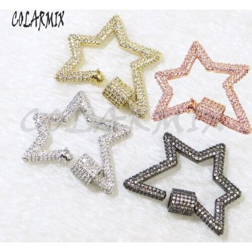 4Pcs Zircon Buckle Pendant star Jewelry accessory pendant for jewelry making High quality metal buckle pendant for lady 5974