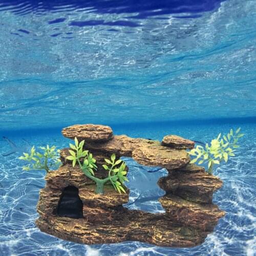Aquarium Mountain Ornament View Stone Fish Tank Decor Betta Rest Cave