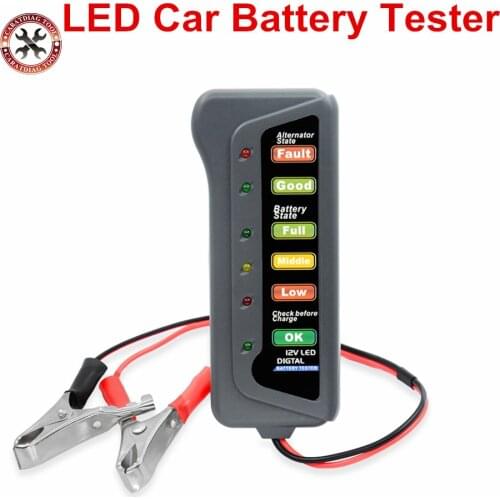 Battery Tester Digital Capacity Tester Checker For 12V Battery Power Supply Tester Measuring Instrument with 6 LED light Display