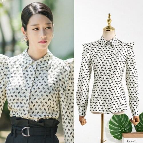 Kpop Seo Yea Ji same spring fashion new elegant long sleeve shirt women office temperament slim Single-breasted tops and blouses