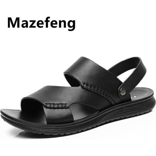 Big Size 44 Men Leather Sandals Summer Classic Men Shoes Slippers Soft Sandals Men Roman Comfortable Outdoor Walking Footwear