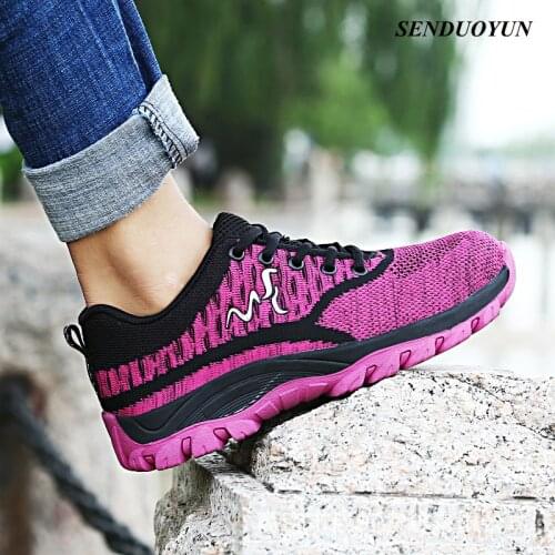 Women Steel Toe Safety Shoes New Men Mesh Lightweight Breathable Anti-smashing Non-slip Protective Safety Boots Cuissarde Femme