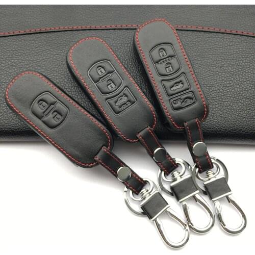 Fashion Mens Leather Car Key Cover 4 Button for MAZDA 3/6 / MX-5 Miata (2009-2012) CX-7 / CX-9 Fob Shell Holder starline a93