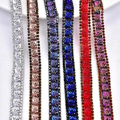 5yard/Lot Rhinestone Trim Clear Crystal Glass Ceramics Banding Colorful Chian Fancy Applique Hotfix Tape 1.5cm Width DIY 8 Color