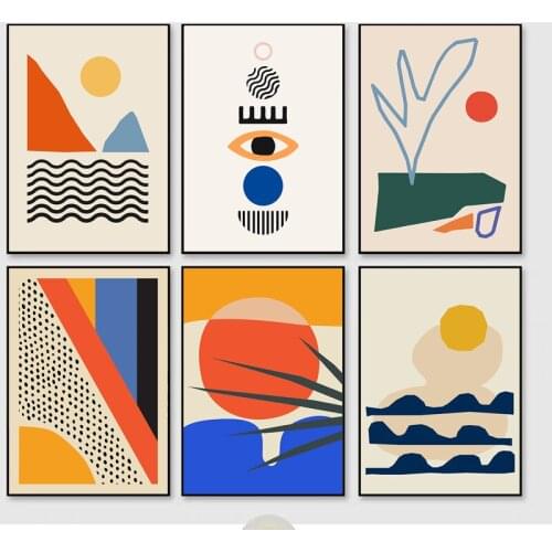 Geometric Abstract Scene Scandinavia Canvas Painting Wall Art Prints Poster Picture for Gallery Living Room Interior Home Decor