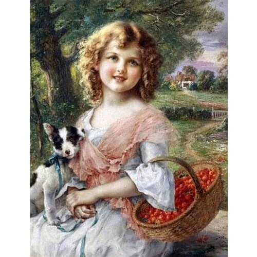 Girl Oil Painting Cross Stitch Kits Needlework Embroidery Crafts 14CT Unprinted DIY Arts Handmade Home Decor