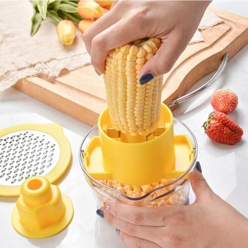 4in1 Kitchen Slicer Peeler Ginger Grinder With Scale Container Stainless Steel Corn Peeler Thresher Corn Stripper Garlic Press