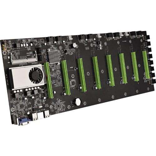 BTC-D37 VGA+HD Ports Motherboard with Onboard Intel Celeron 847 CPU 8 PCI-E 16X Slots Gigabit Network Support 8 Graphics Cards