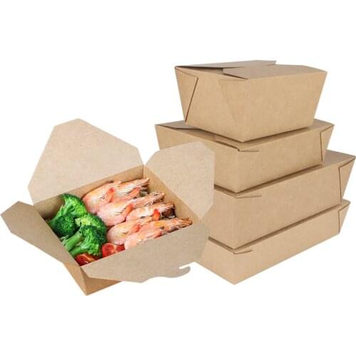 Fast Food Bowl Disposable Take Out Kraft Paper Box Takeaway Boxes Restaurant Sushi Salad Food Packaging Wrapping Supplier 20pc