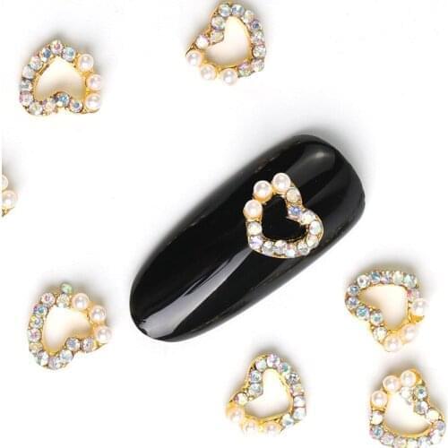 2019 new 10 pieces crystal bright pearl nail rhinestone alloy Nail Art decorations glitter DIY 3D nail jewelry pendant