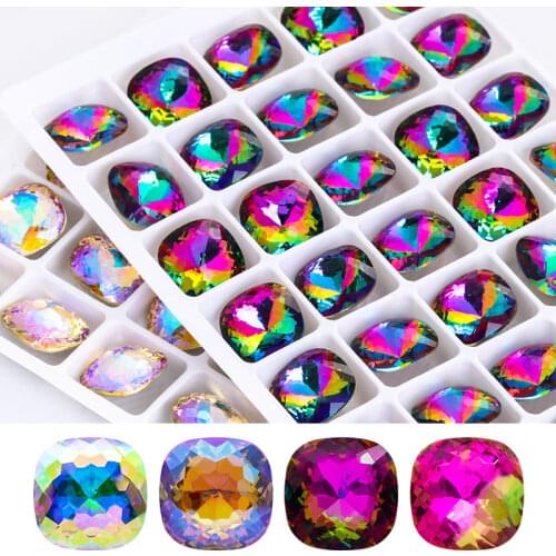 New Arrival Square Rhinestones 18mm Pointback Glass Crystal Rhinestones Shiny Glue On Nails Stones Crystal