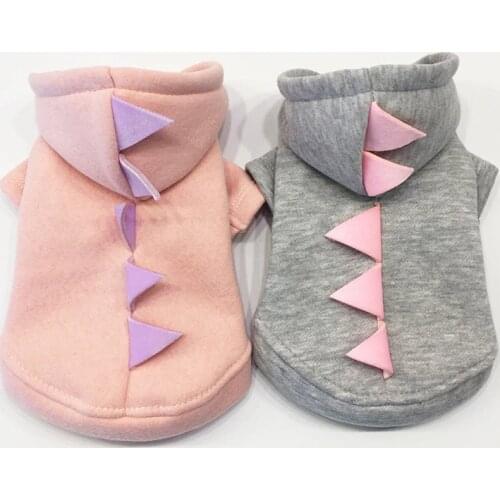 Pet Dog Solid Color Comfortable Cotton Coat Sping/Autumn Cute Dinosaur Clothing for Small Dogs DC719