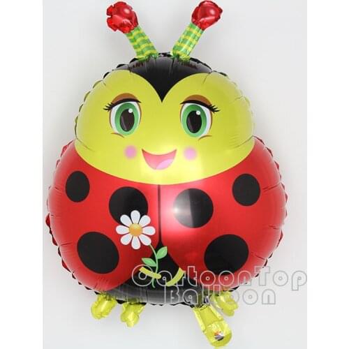 Wholesale big size 100pcs/lot ladybug foil balloon red color animal baloes for birthday party supplies kids classic toy ballon